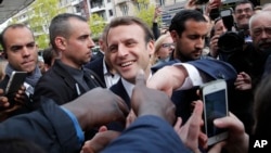 Le candidat centriste à la présidentielle française Emmanuel Macron, 5 mai 2017. 