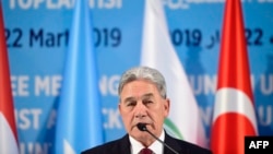 New Zealand Deputy Prime Minister Winston Peters addresses a press conference following an emergency meeting of the Organization of Islamic Cooperation in Istanbul, March 22, 2019, to discuss the March 15 deadly attacks on two mosques in Christchurch.