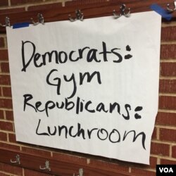 2016年 2月1日爱奥华州得梅因市第41选举小区党团会议选举。（美国之音龚小夏拍摄）