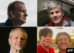 TOPSHOT - (COMBO) This combination of pictures created on June 21, 2023 shows Titan submersible passengers