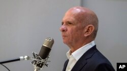 Retired Maj. Gen. Hugo Carvajal speaks during an extradition hearing at the National Court in Madrid, Spain, Sept. 12, 2019. 