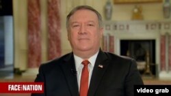 Mike Pompeo dalam wawancara acara TV "First the Nation" di CBS.