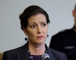 FILE - Oakland Mayor Libby Schaaf speaks at a news conference in Oakland, California, May 13, 2016.