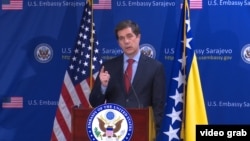 Ambasador SAD u BiH Eric Nelson održao prvu konferenciju za novinare, Ambasada SAD u BiH, Sarajevo, 7. mart