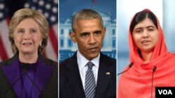 Dari kiri: Hillary Clinton, Barack Obama, Malala Yousafzai, tiga nama yang berada dalam daftar Gallup sebagai tokoh dunia yang paling dikagumi. 
