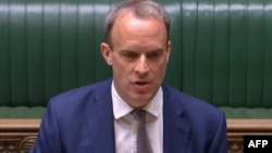 资料照：英国外交大臣多米尼克·拉布。