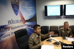 Immigration chief Maj-Gen Surachate Hakparn address media at Suvarnabhumi Airport where Rahaf Mohammed al-Qunun has barricaded herself inside a hotel room in Bangkok, Jan. 7, 2019.