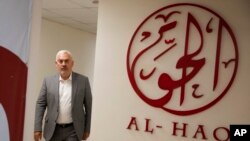 Shawan Jabarin, director of the al-Haq human rights group, at the organization's offices in the West Bank city of Ramallah, Oct. 23, 2021.