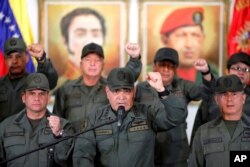 Venezuela's Defense Minister Vladimir Padrino Lopez attends a news conference in Caracas, Venezuela, Feb. 19, 2019.
