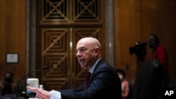 Homeland Security Secretary Alejandro Mayorkas testifies before a Senate Homeland Security and Government Affairs Committee hearing on Capitol Hill, in Washington, May 13, 2021.