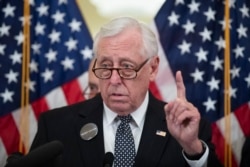 FILE - House Majority Leader Steny Hoyer of Maryland speaks during a news conference on Capitol Hill, Feb. 4, 2020.