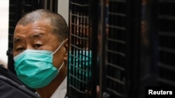 资料照片：黎智英2021年2月9日乘囚车抵达香港终审法院。