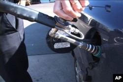 The fueling nozzle at one of the U.S. few gas stations offering compressed natural gas, or CNG.