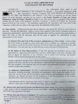 2020年5月，界立建加入美国伯曼律师事务所就新冠病毒对中共发起的集体诉讼。(图片由界立建提供）