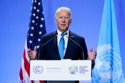 FILE - President Joe Biden speaks during a news conference at the COP26 U.N. Climate Summit, Nov. 2, 2021, in Glasgow, Scotland.