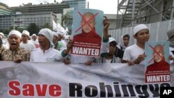 Manifestation des Rohingyas a Jakarta, Indonesie, 27 mai, 2015. 
