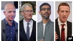 제프 베이조스 아마존 최고경영자(CEO), 팀 쿡 애플 최고경영자, 순다르 피차이 구글 최고 경영자, 마크 저커버그 최고 경영자. 