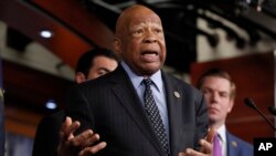 Rep. Elijah Cummings, D-Md., ranking member on the House Oversight and Government Reform Committee, speaks during a news conference on Capitol Hill in Washington, May 17, 2017.