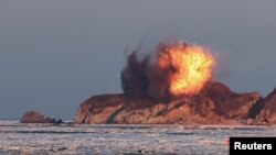 View of what appears to be a strategic cruise missile drill carried out by North Korea on Jan. 30, 2024, at an undisclosed location in North Korea in this picture released by the Korean Central News Agency on Jan. 31, 2024.