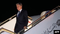 美国国务卿布林肯在与以色列总理内塔尼亚胡会面后又回到约旦访问。（法新社2023年10月17日）