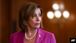 House Speaker Nancy Pelosi, a Democrat, attends a bill enrollment for funding crime victims, at the Capitol in Washington, July 21, 2021. Earlier, Pelosi rejected two Republicans nominated to serve on a panel probing the Jan. 6 Capitol insurrection.