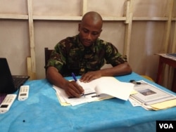 Dr. Stephen Sevalie, one of Sierra Leone's only psychiatrists, says mental health problems "are quite high among Ebola survivors." He's pictured at a military hospital Freetown, April 6, 2017. (N. DeVries/VOA)