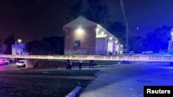 View of the scene where a shooting took place, in Baltimore