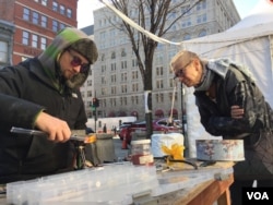 Glass artist Ryan Eicher enjoys creating his art and answering questions about the process from potential customers, who say that it adds a personal touch to the shopping experience.