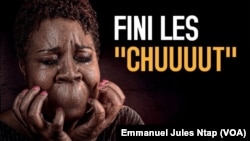 L’une des photos d’affiche du documentaire intitulé « les prisonnières du silence », sur les viols et abus sexuels sur les filles et femmes au cameroun, le 1er mars 2019. (VOA/Emmanuel Jules Ntap)