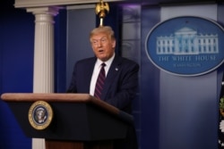 Donald Trump speaks during a coronavirus disease