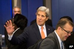 U.S. Secretary of State John Kerry arrives for the 70th session of the United Nations General Assembly at U.N. headquarters, Sept. 28, 2015.