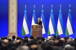 Uzbek President Shavkat Mirziyoyev speaking to the Oliy Majlis, country's parliament, Tashkent, January 24, 2020