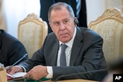 Russian Foreign Minister Sergey Lavrov attends a meeting in Moscow, Russia, April 5, 2018.