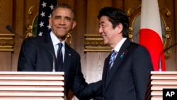 President Barack Obama and Japanese Prime Minister Shinzo Abe in Tokyo on April 24, 2014.