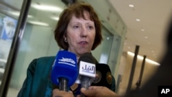 European Union High Representative Catherine Ashton at meeting of EU Foreign Ministers, Luxembourg, Oct. 15, 2012.