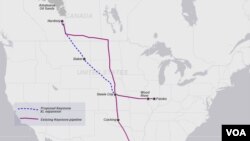La trajectoire de l'oléoduc Keystone XL, telle qu'envisagée (VOA)