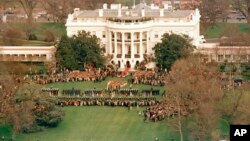 The most famous lawn in America is the one at the White House. In this Dec. 8, 1987 photo, the lawn was the setting as President Ronald Reagan welcomed Soviet leader Mikhail Gorbachev.
