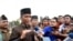 Presiden Joko Widodo berbicara di pelataran Candi Prambanan Kabupaten Sleman Daerah Istimewa Yogyakarta Sabtu 16 Desember 2017.