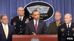 Presiden Amerika Barack Obama mengumumkan rencana strategi baru militer AS, termasuk pemotongan anggaran Pentagon miliaran dolar (5/1).