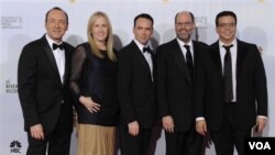 Producer film 'The Social Network,' dari kiri ke kanan, Kevin Spacey, Cean Chaffin, Dana Brunetti dan Scott Rudin.