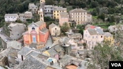 A village in northern Corsica. Some Corsicans on the mainland moved back home to wait out the coronavirus lockdown. (Lisa Bryant/VOA)