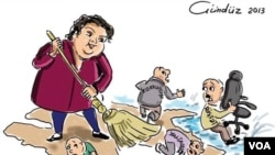 Rəssam Gündüz Ağayevin Xədicə İsmayılova barərsində karikaturası 