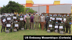 Des membres de l'armée mozambicaine entraînés par les États-Unis au Mozambique, juin 2021.