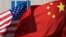 资料照片：美国国旗和中国国旗。