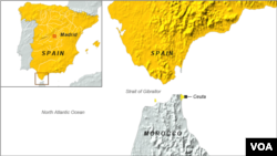 Letak kota Ceuta, Spanyol.