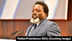 Le président Joseph Kabila prononce son adresse à la nation devant les deux chambres du parlement réunies en congrès, à Kinshasa, RDC, 19 juillet 2018. (Twitter/Présidence RDC)