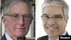 William D. Nordhaus dari Universitas Yale (kiri) dan Paul Romer dari Universitas New York, peraih Hadiah Nobel Ekonomi 2018. 