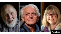 A combination picture shows the Nobel Prize for Physics 2018 award winners (L-R) Arthur Ashkin of the U.S., Gerard Mourou of France and Donna Strickland of Canada, October 2, 2018. (REUTERS)