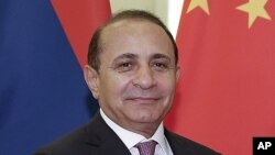 FILE - A former parliamentary speaker and an economist by training, Hovik Abrahamyan was appointed Armenia's prime minister two years ago. In 2015, Armenia's economy started to deteriorate.