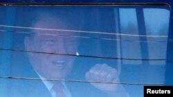 Former U.S. President Donald Trump arrives at the courthouse for a hearing on his classified documents case in Fort Pierce, Florida, on March 14, 2024.